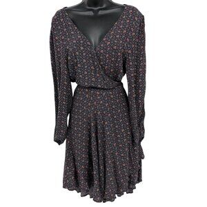 American Eagle Floral Wrap Dress Women Size L Long Sleeve Cottagecore Fairy Twee